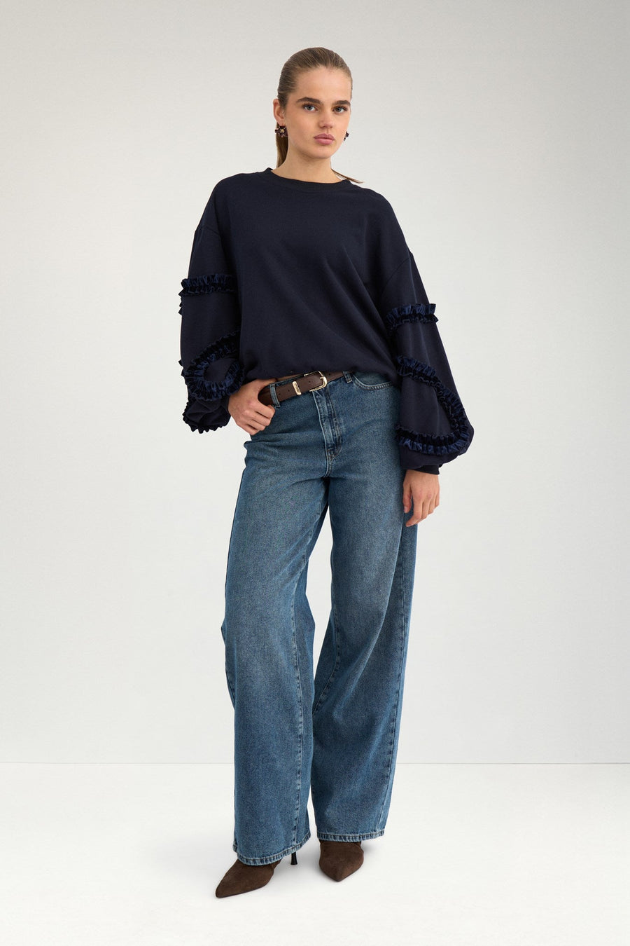 Numph NUsabby o neck sweatshirt navy