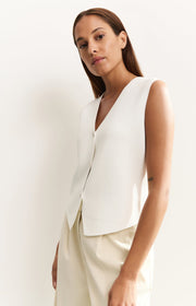 Yaya 01-010103-504 Fine knitted gilet v neck white  Sma