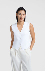 Yaya 01-010103-504 Fine knitted gilet v neck white  Sma