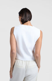 Yaya 01-010103-504 Fine knitted gilet v neck white  Sma