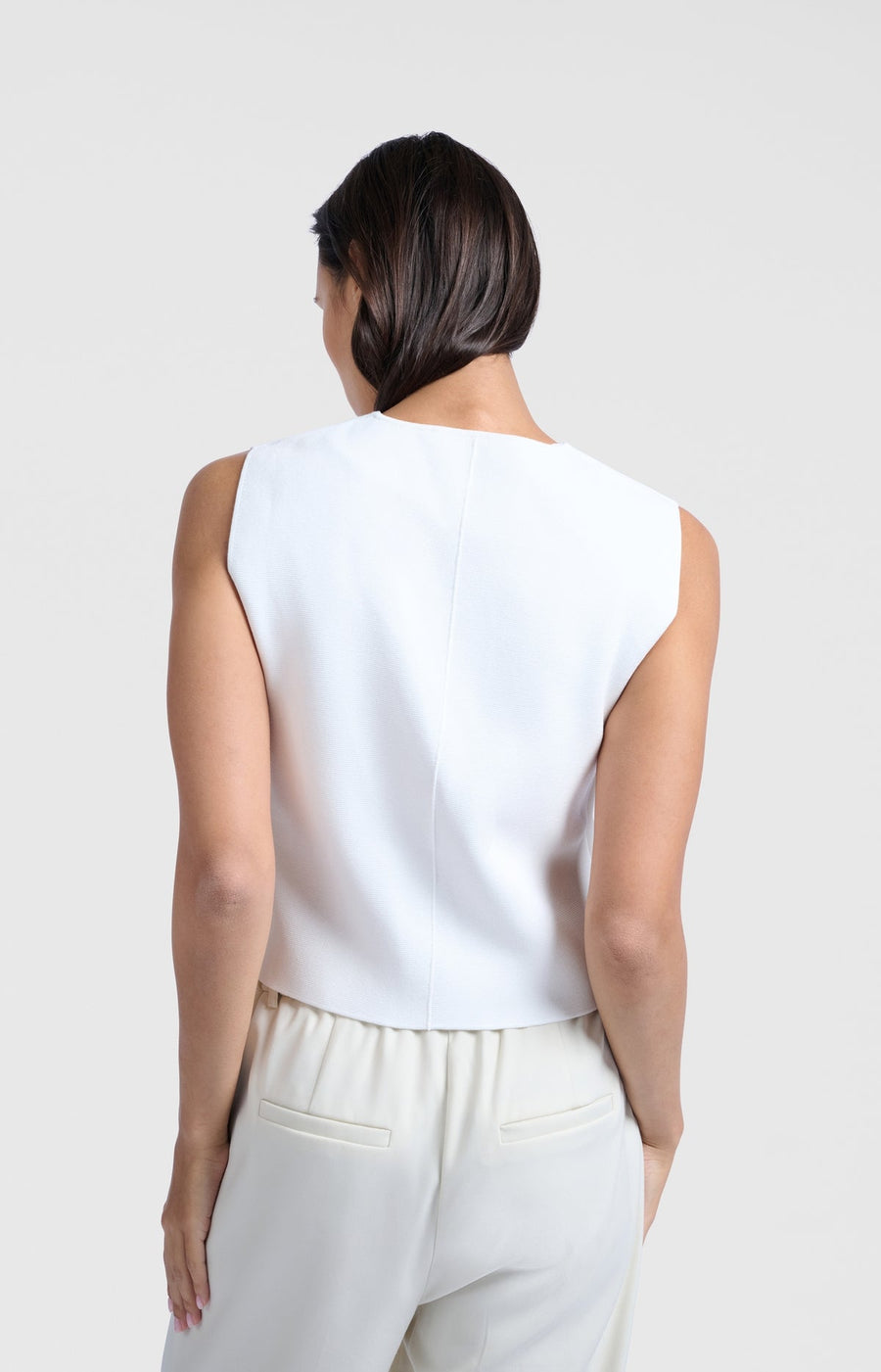 Yaya 01-010103-504 Fine knitted gilet v neck white  Sma