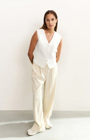 Yaya 01-010103-504 Fine knitted gilet v neck white  Sma