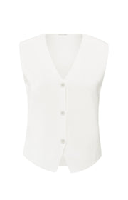 Yaya 01-010103-504 Fine knitted gilet v neck white  Sma