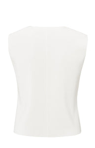 Yaya 01-010103-504 Fine knitted gilet v neck white  Sma