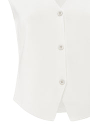 Yaya 01-010103-504 Fine knitted gilet v neck white  Sma