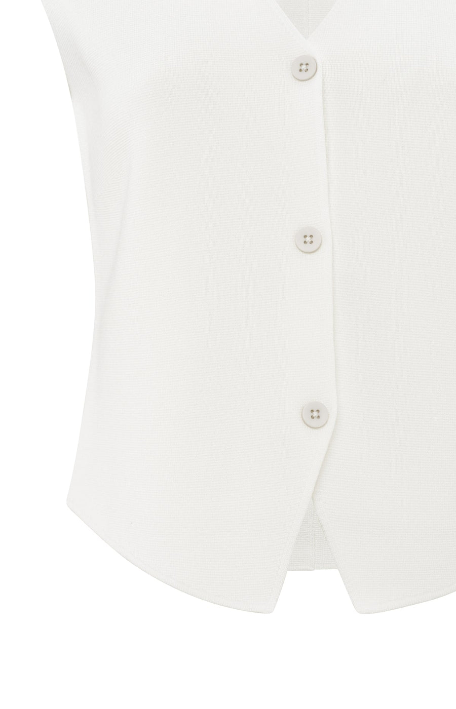 Yaya 01-010103-504 Fine knitted gilet v neck white  Sma