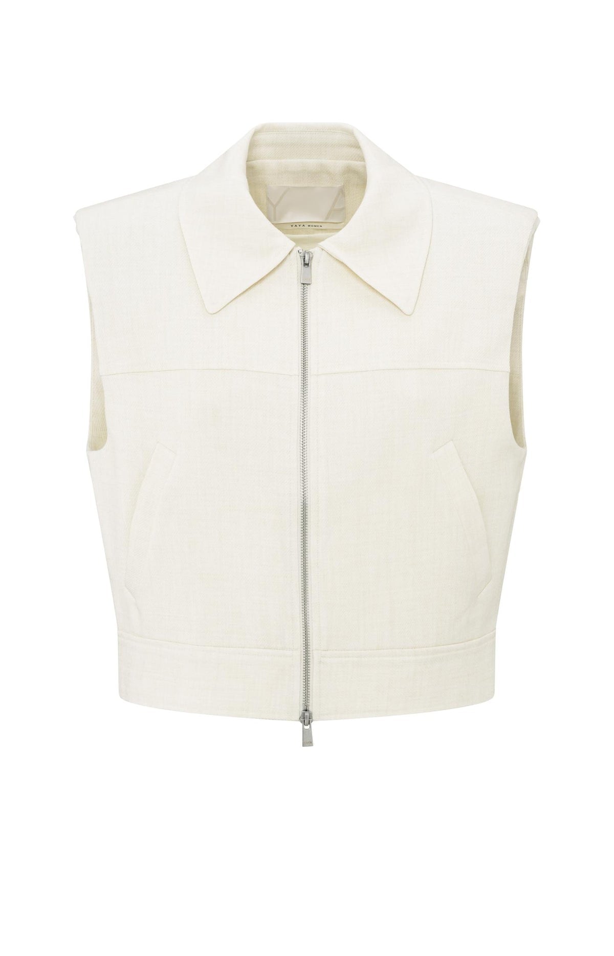 Yaya 02-00104-504 sleeveless cropped jacket sand