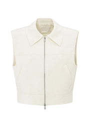 Yaya 02-00104-504 sleeveless cropped jacket sand