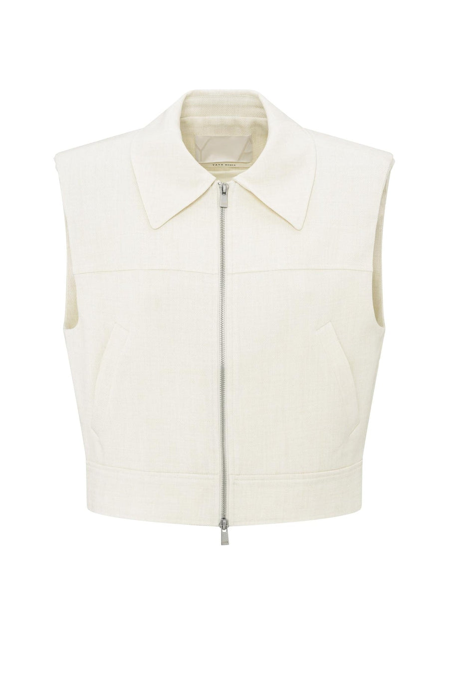 Yaya 02-00104-504 sleeveless cropped jacket sand