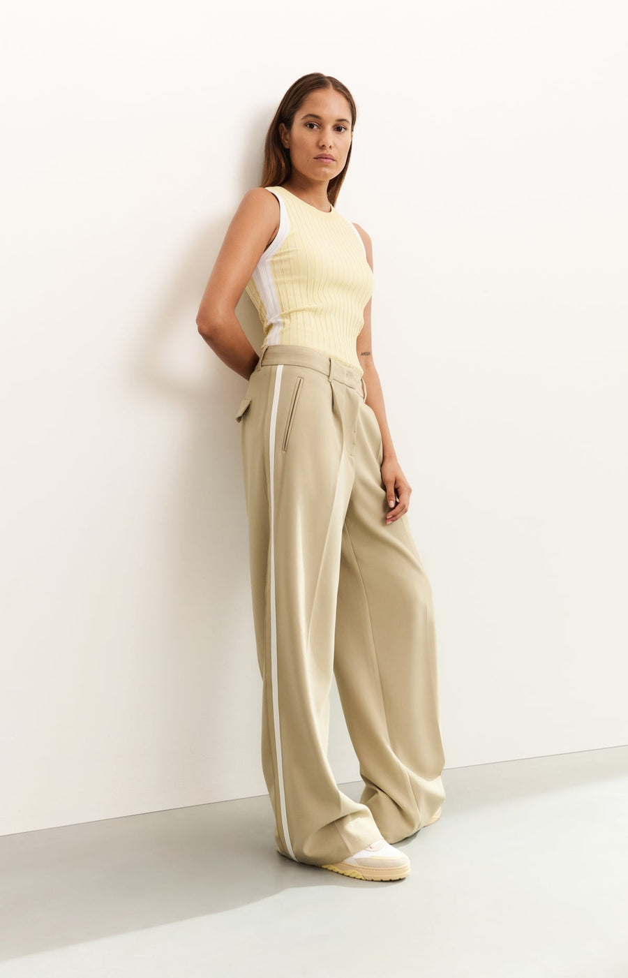 Yaya 01-3011-50 Woven trousers with stripe green