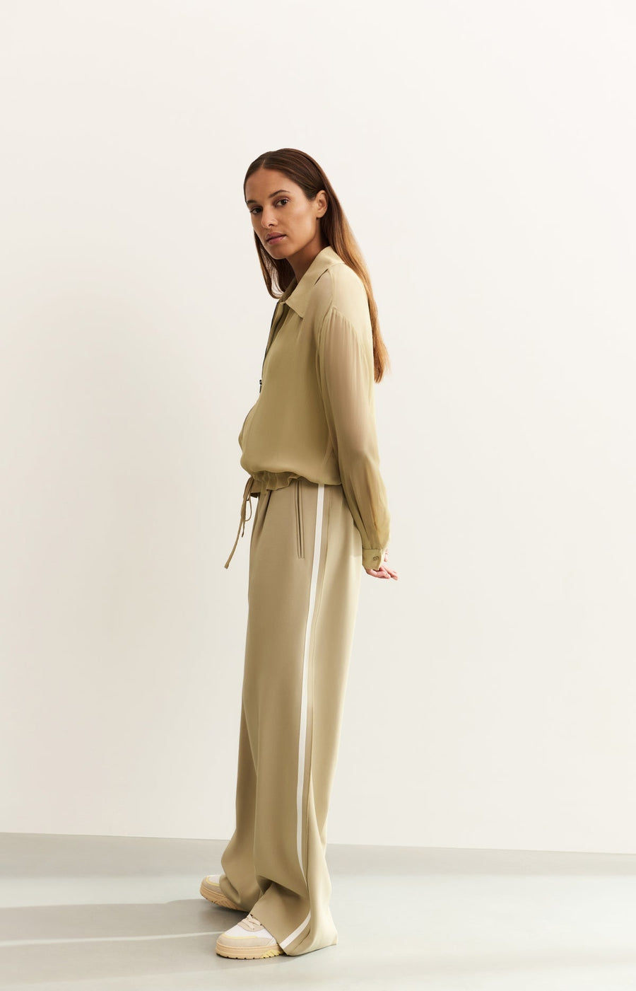 Yaya 01-3011-50 Woven trousers with stripe green