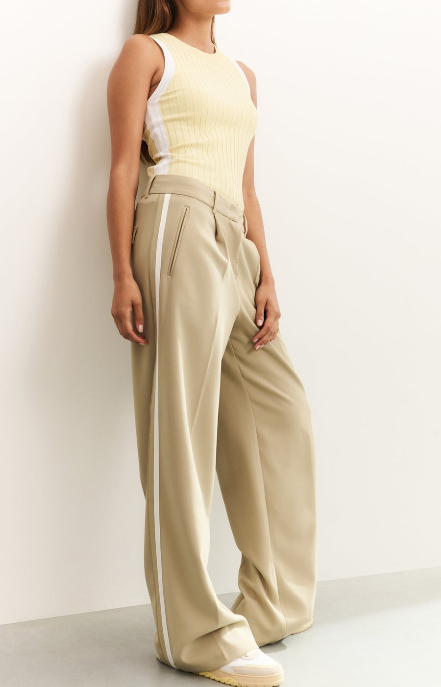 Yaya 01-3011-50 Woven trousers with stripe green