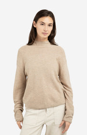 Yaya 01-000543 Textured high neck tan brown