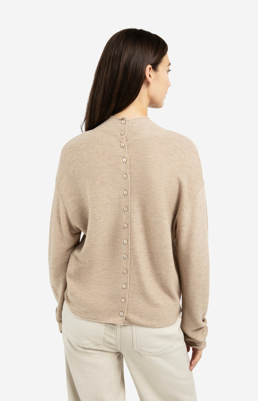 Yaya 01-000543 Textured high neck tan brown