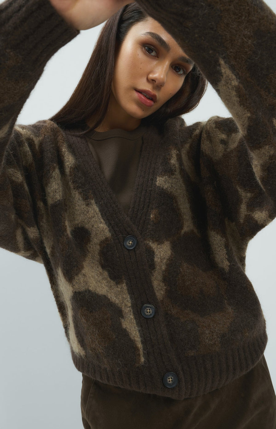 Yaya 01-010182 knitted cardigan with pattern