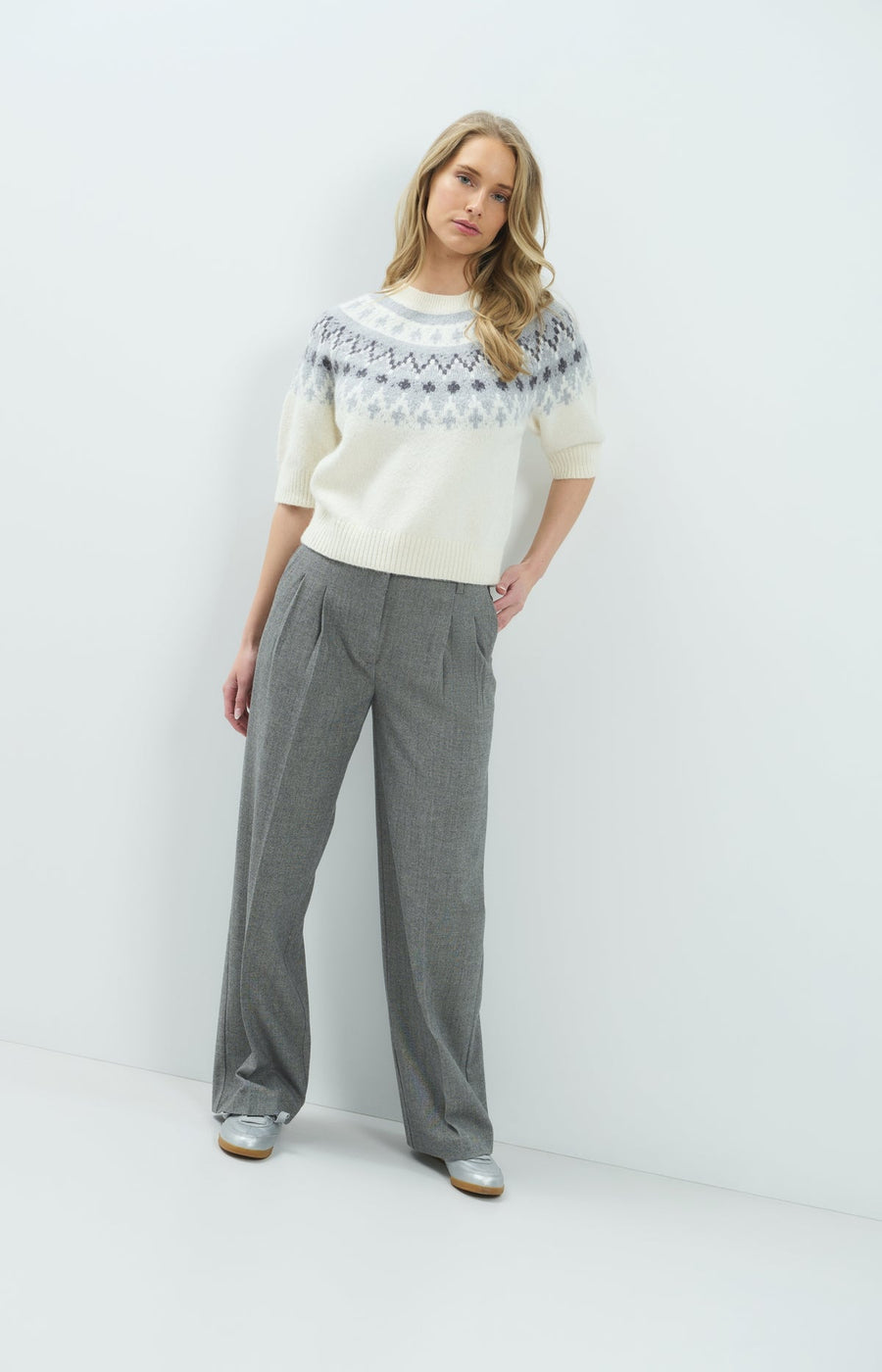 Yaya 01-301291 soft woven trousers grey