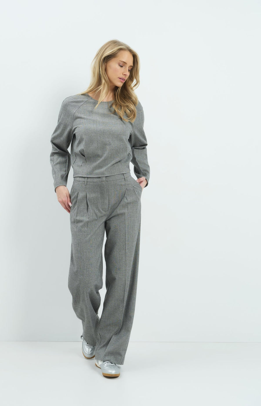 Yaya 01-301291 soft woven trousers grey