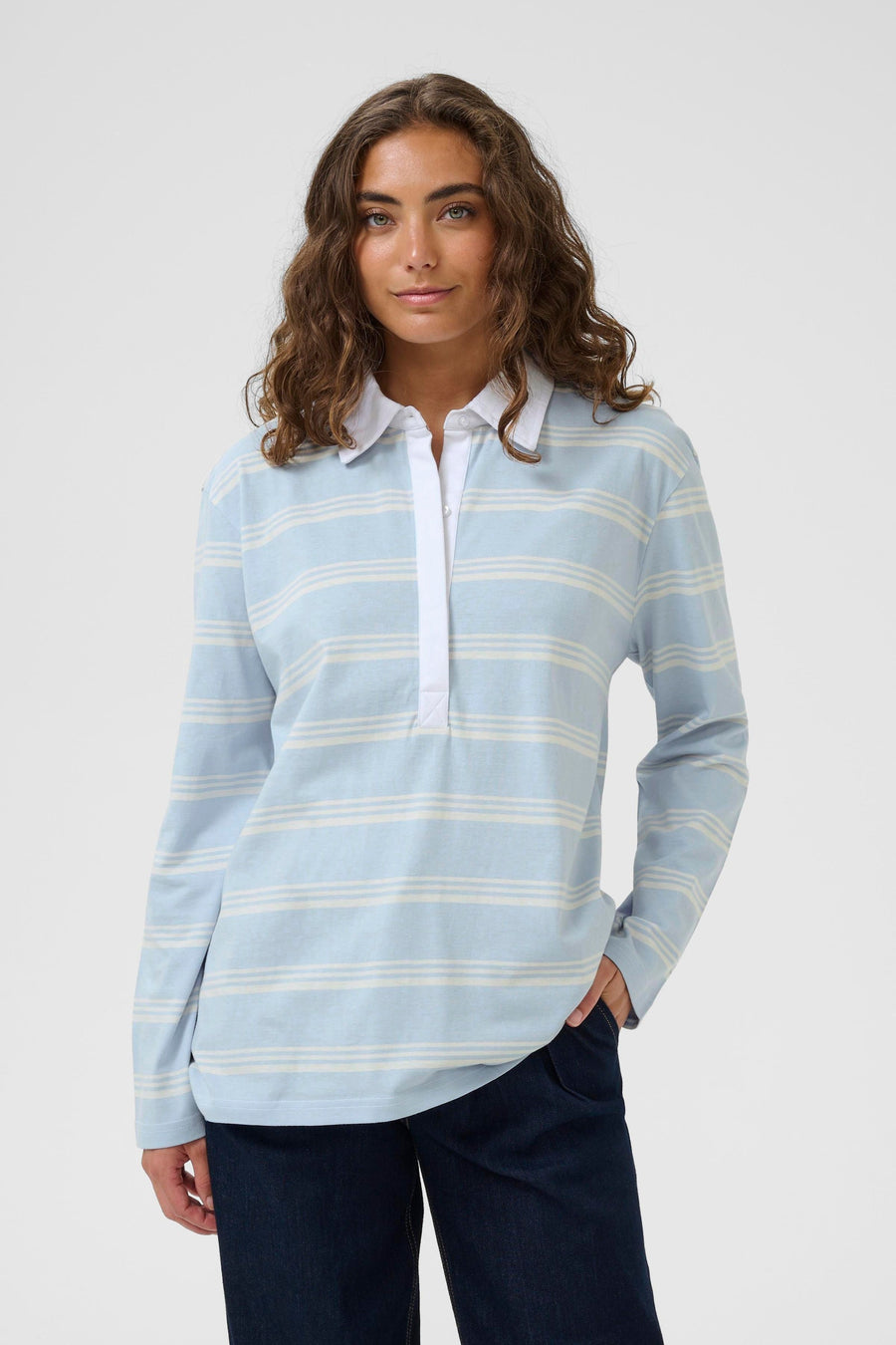 Culture CUbejse polo LS t shirt blue