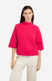 Yaya 01-000437 high neckline sweater rose red