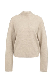Yaya 01-000543 Textured high neck tan brown