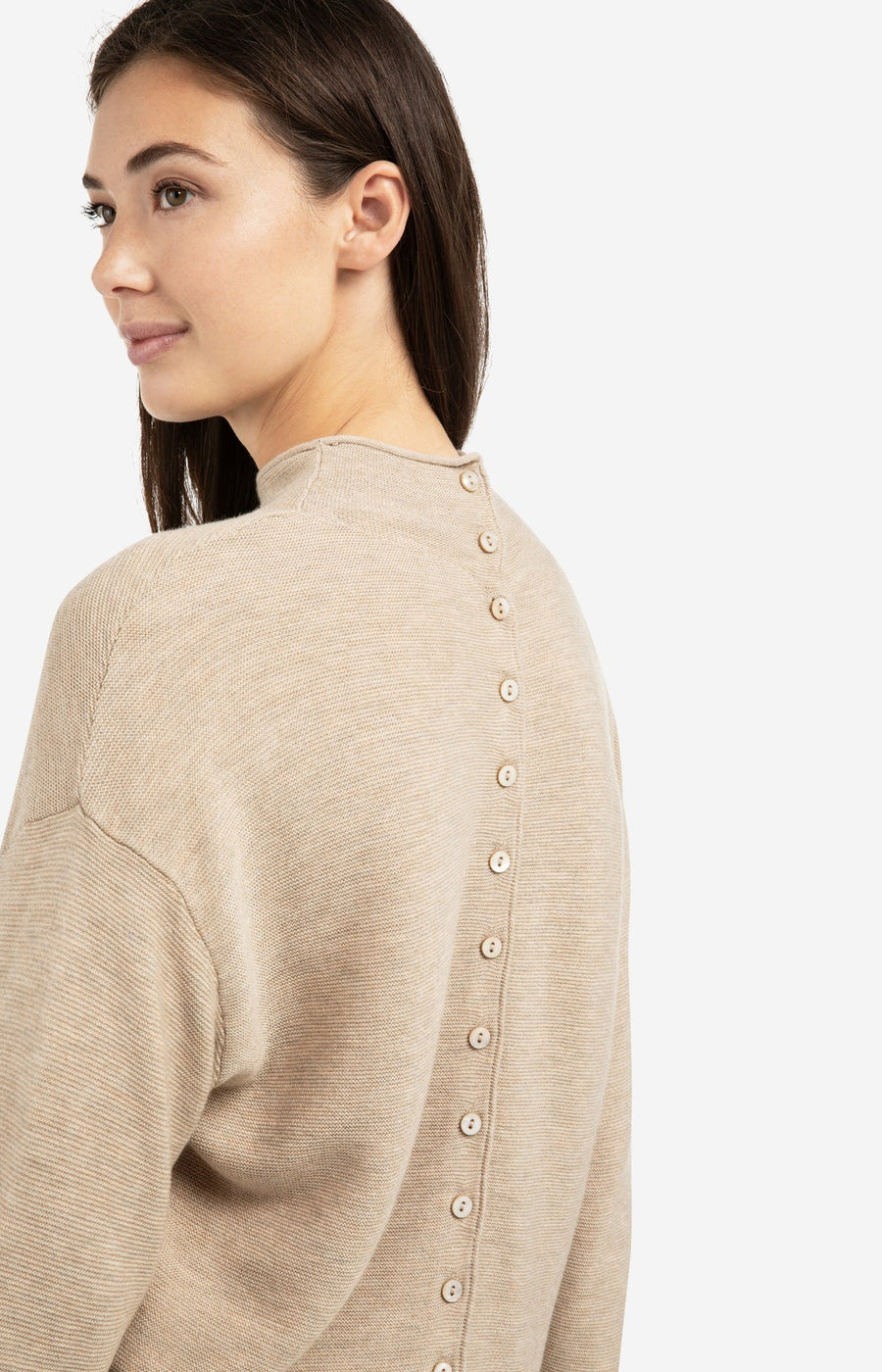 Yaya 01-000543 Textured high neck tan brown