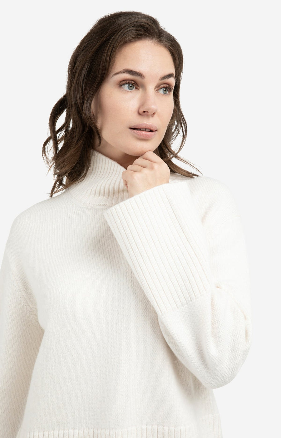 Yaya 01-000545 high neckline sweater snowfall white  La