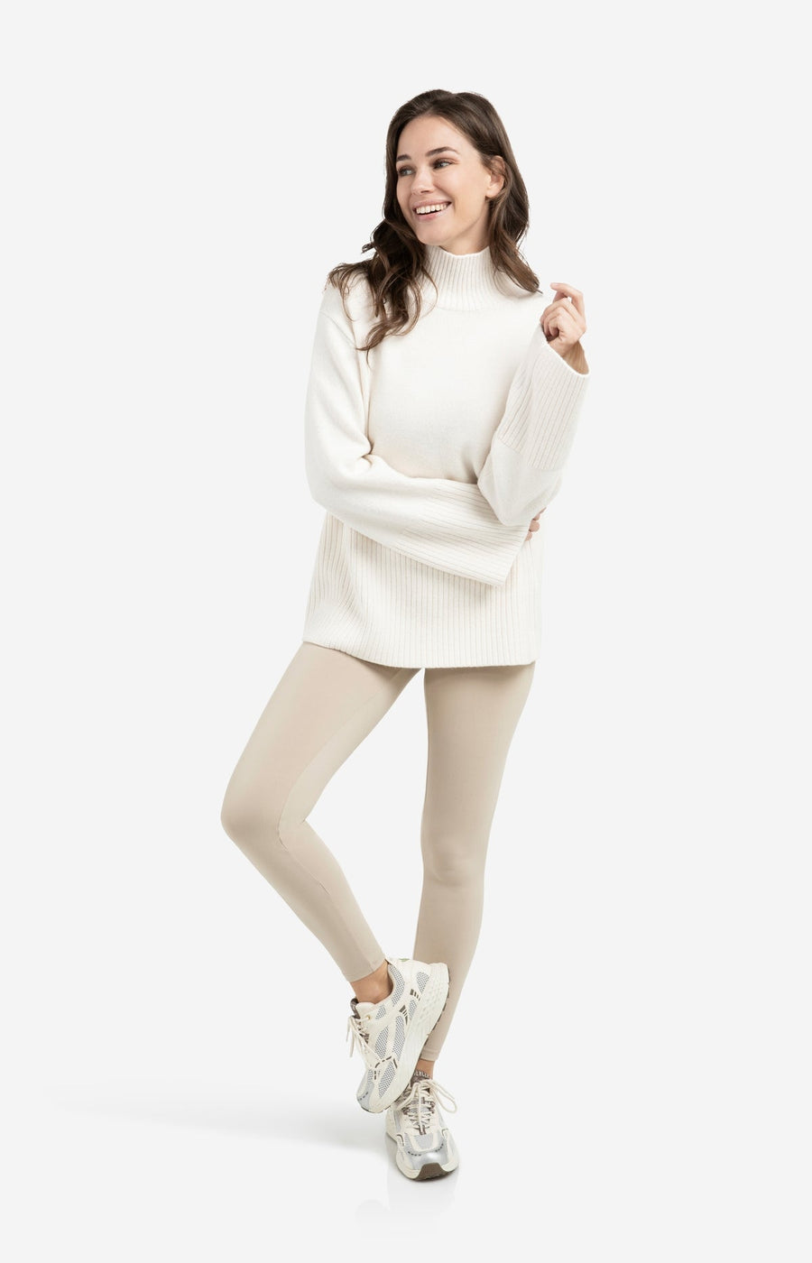 Yaya 01-000545 high neckline sweater snowfall white  La