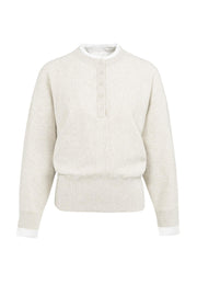Yaya 01-000546 batwing sweater with woven detail