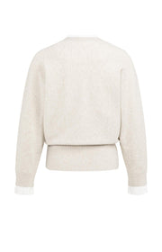 Yaya 01-000546 batwing sweater with woven detail