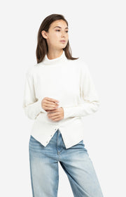 Yaya 01-000549 high neckline sweater with buttons snowf