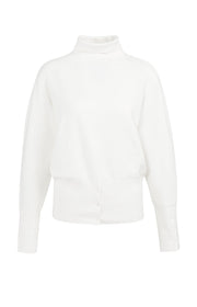 Yaya 01-000549 high neckline sweater with buttons snowf