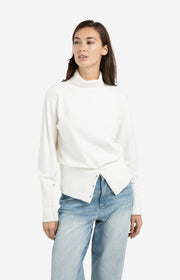 Yaya 01-000549 high neckline sweater with buttons snowf