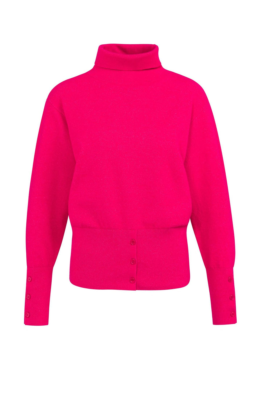 Yaya 01-000549 high neckline sweater with buttons rose