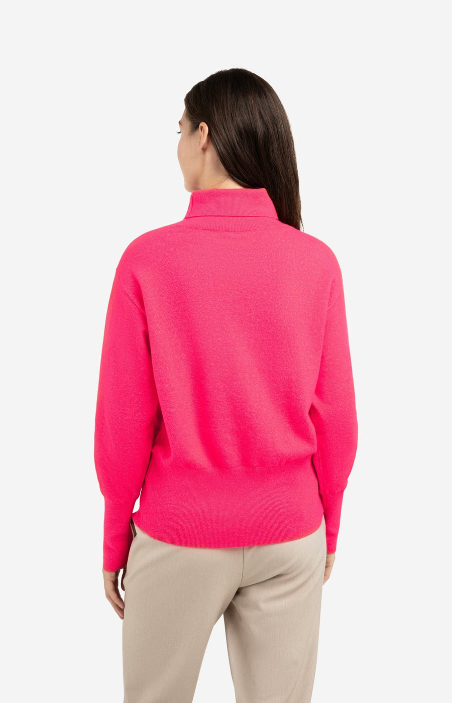 Yaya 01-000549 high neckline sweater with buttons rose