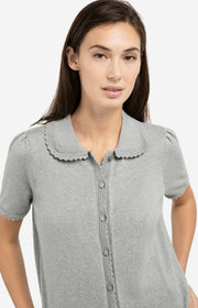 Yaya 01-010145-602 Knitted cardi short sleeves grey  Sm
