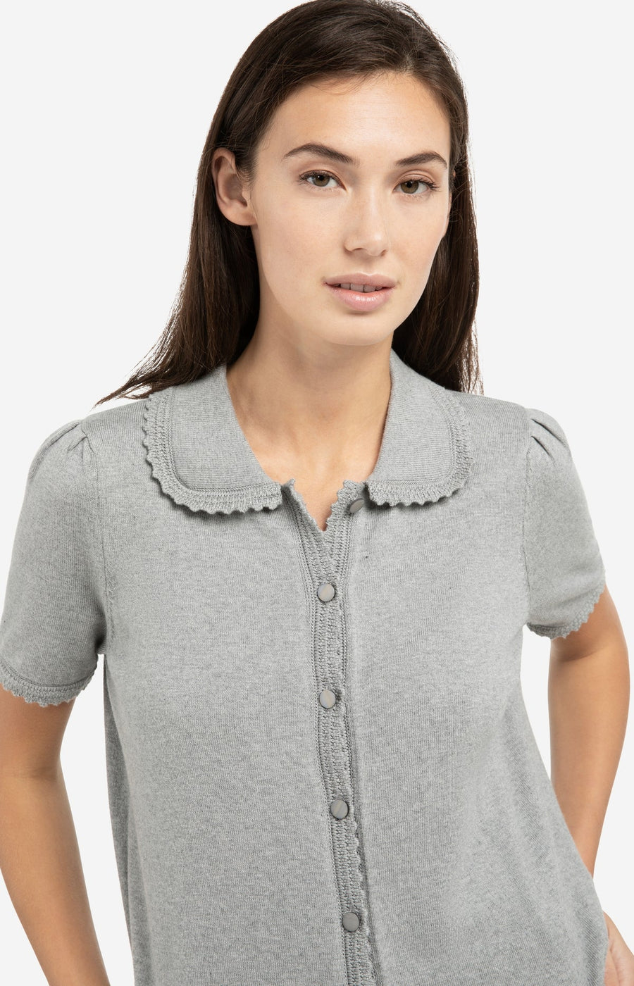 Yaya 01-010145-602 Knitted cardi short sleeves grey  Sm