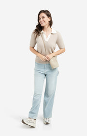 Yaya 01-000566-602 Knitted short sleeve sweater mist gr