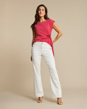 Red Button SRB4759 Terry Stripe with knot red