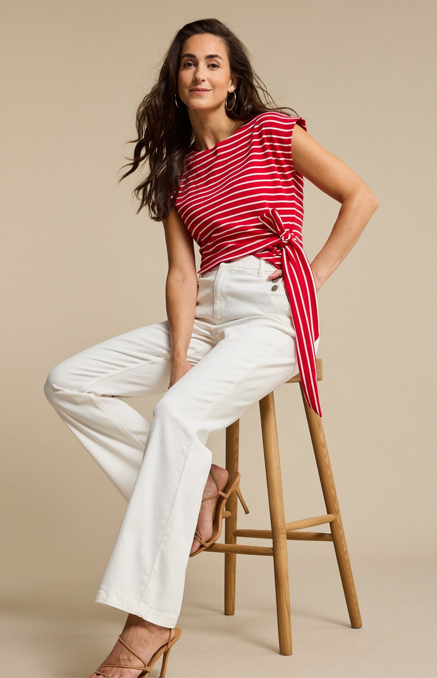 Red Button SRB4759 Terry Stripe with knot red