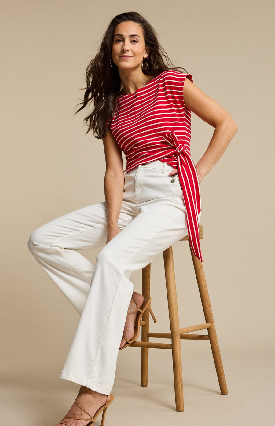 Red Button SRB4759 Terry Stripe with knot red