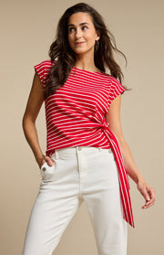 Red Button SRB4759 Terry Stripe with knot red