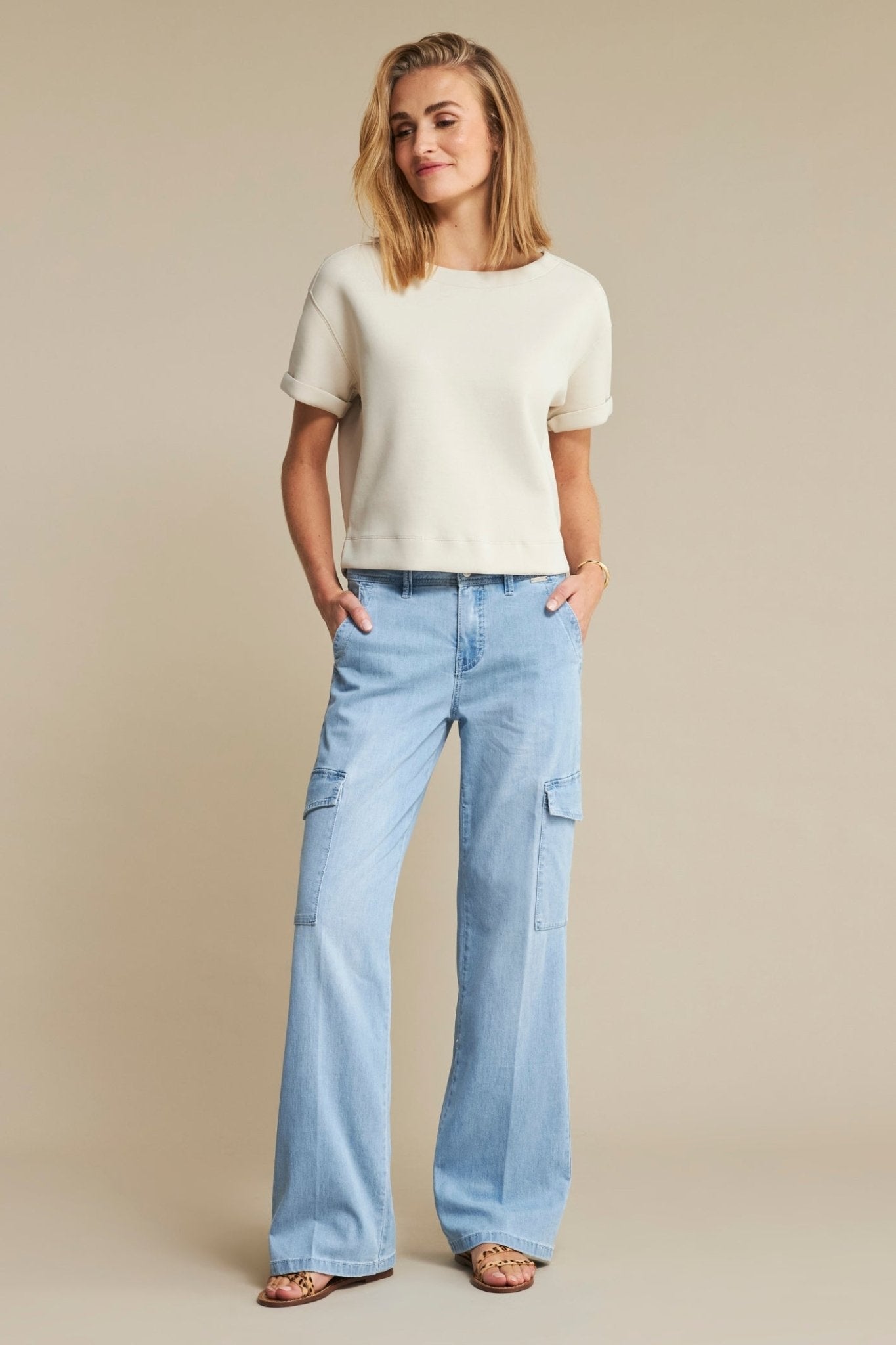 Red Button SRB4954 Skyler Scuba Top Ecru