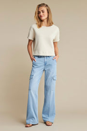 Red Button SRB4954 Skyler Scuba Top Ecru