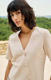 Yaya 01-010151 fine knitted gilet with v neck cream