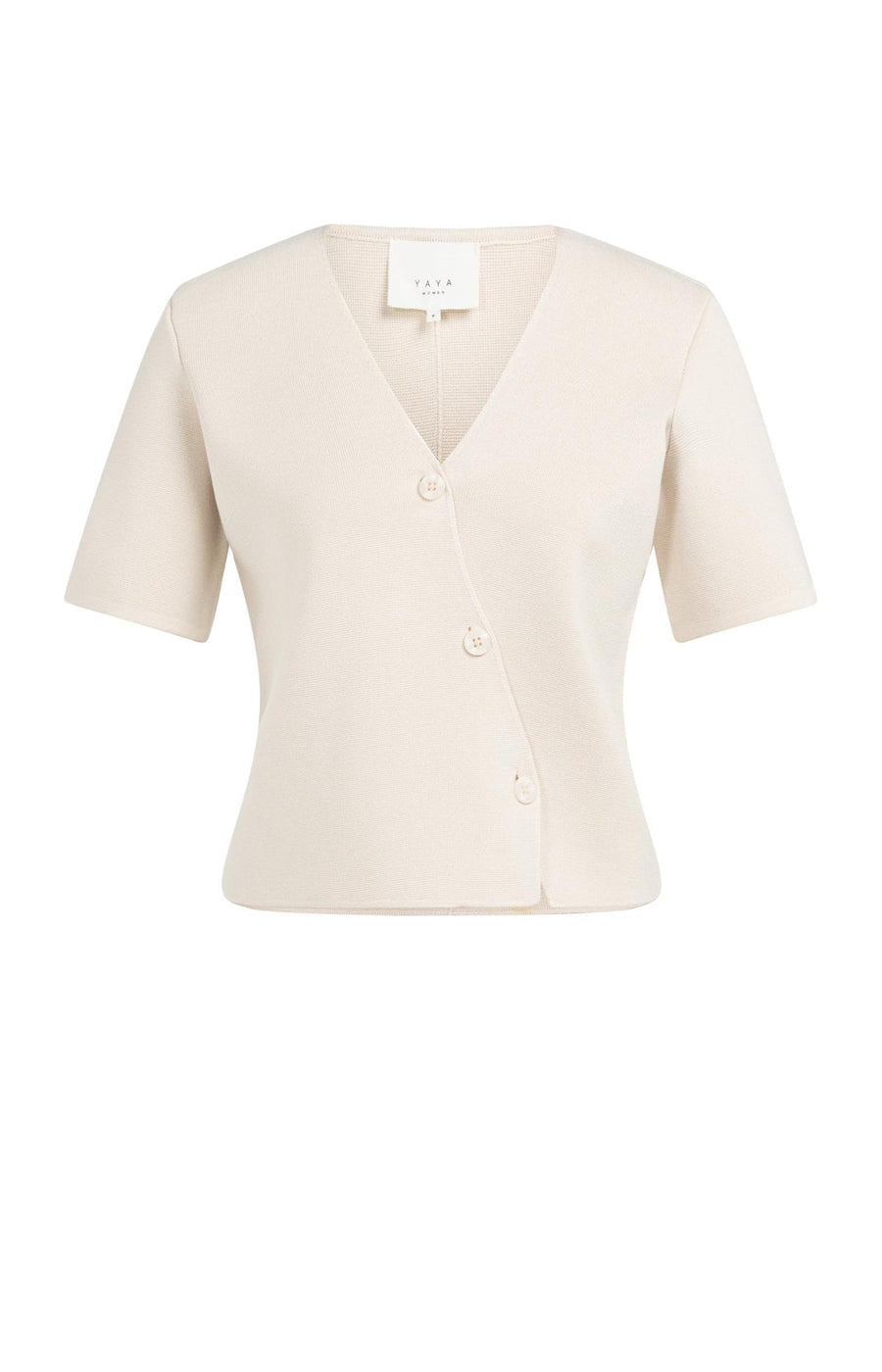Yaya 01-010151 fine knitted gilet with v neck cream