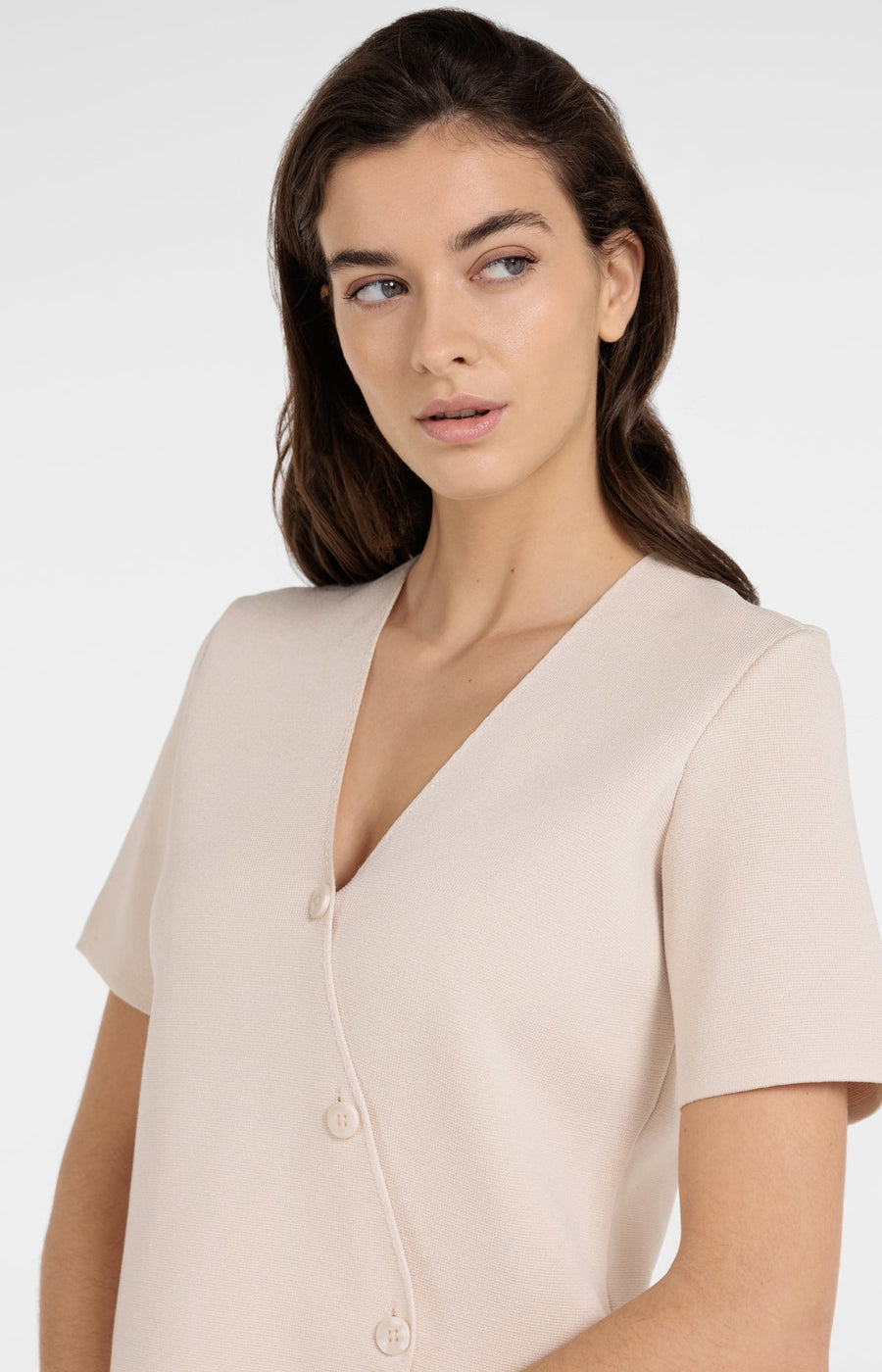 Yaya 01-010151 fine knitted gilet with v neck cream