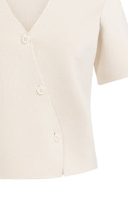 Yaya 01-010151 fine knitted gilet with v neck cream