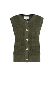 Yaya 01-010153 sleeveless textured cardi army green