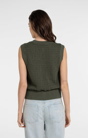 Yaya 01-010153 sleeveless textured cardi army green