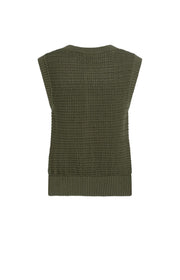 Yaya 01-010153 sleeveless textured cardi army green